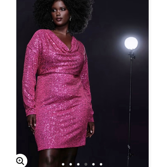 ELOQUII Dresses & Skirts - Women's ELOQUII Pink Sequin Long Sleeve Dress Plus Size 30